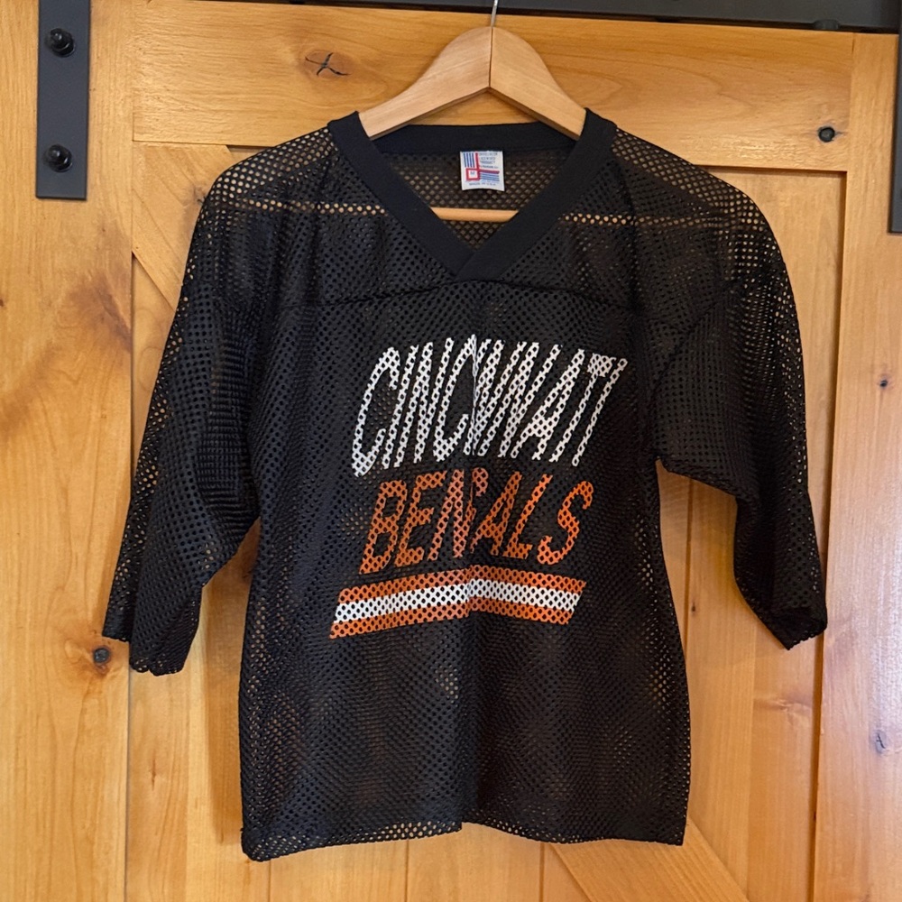 Vintage Cincinnati Bengals Black Mesh Jersey Top